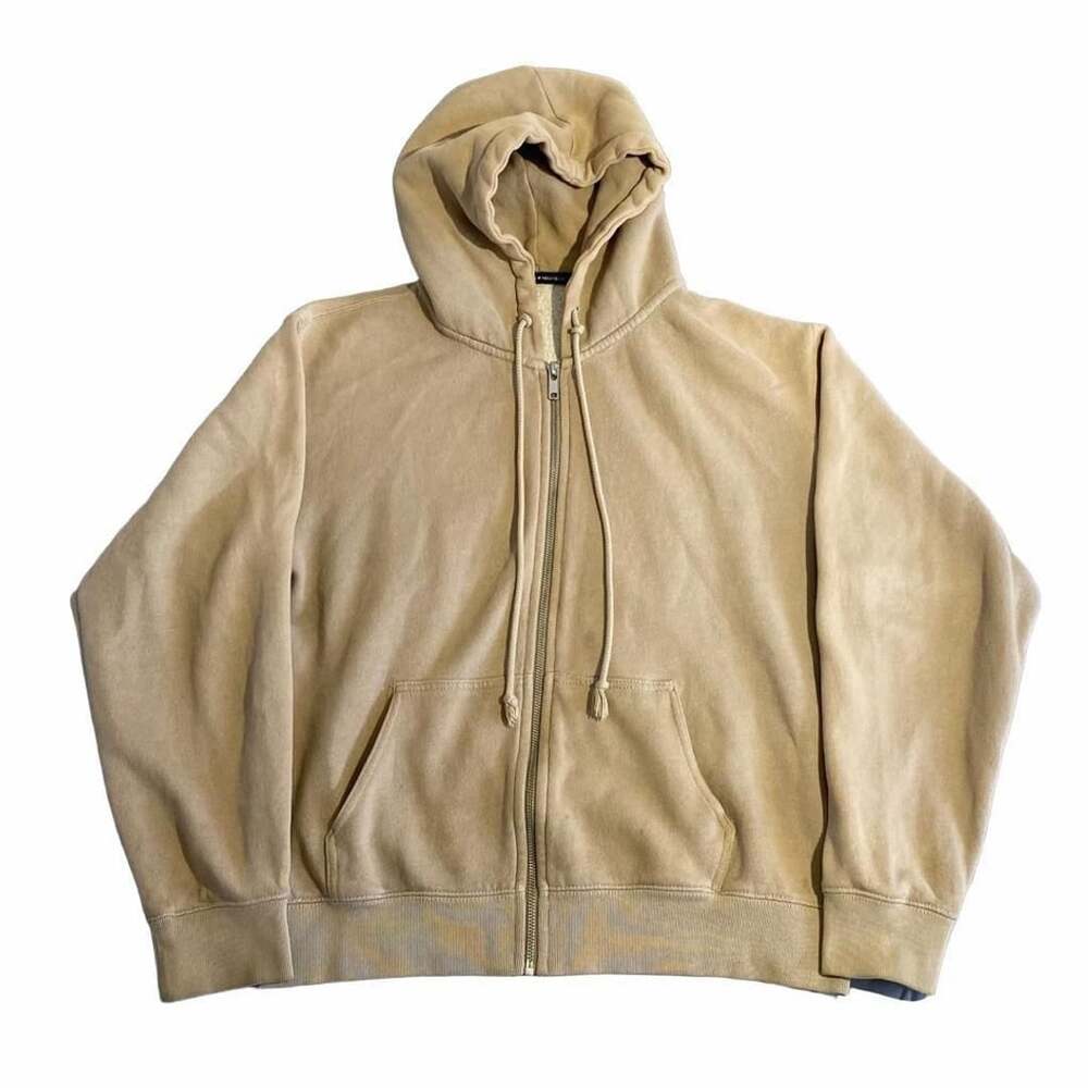 Brandy Melville Full Zip Hoodie Tan Vintage Wash Sweatshirt